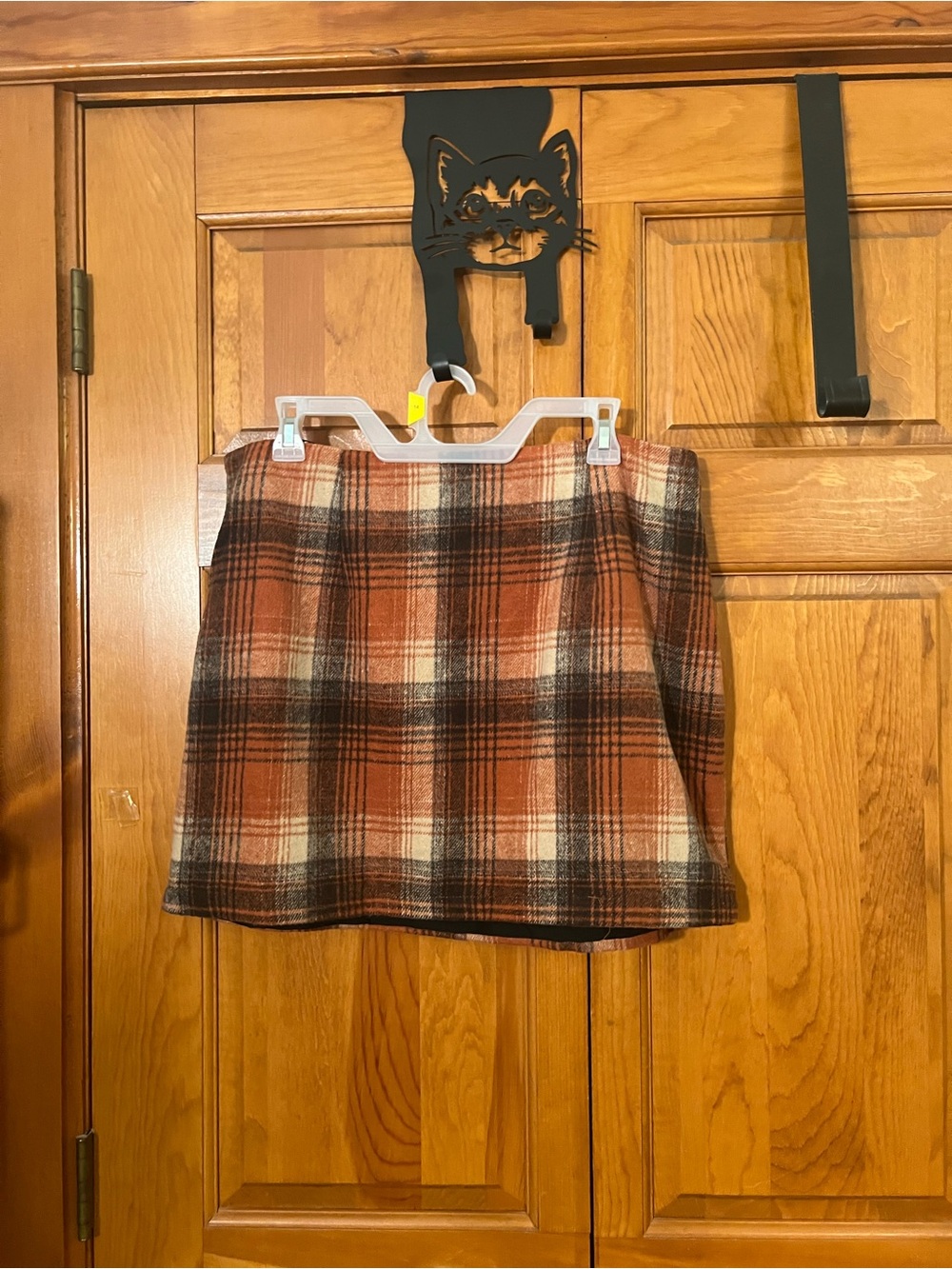 Plaid Mini Skirt in Rust and Cream